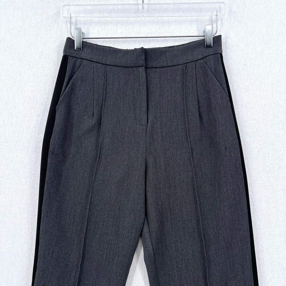 KRISA High Rise Pants Women Medium Gray Tuxedo Stripe Pleated Business Casual - Picture 3 of 16